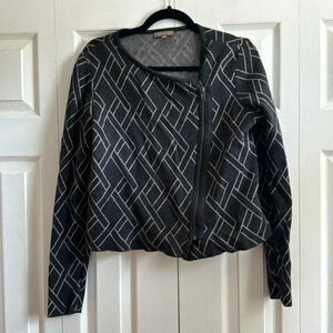 Lilla P Moto Zipper Cotton cashmere blend sweater size M